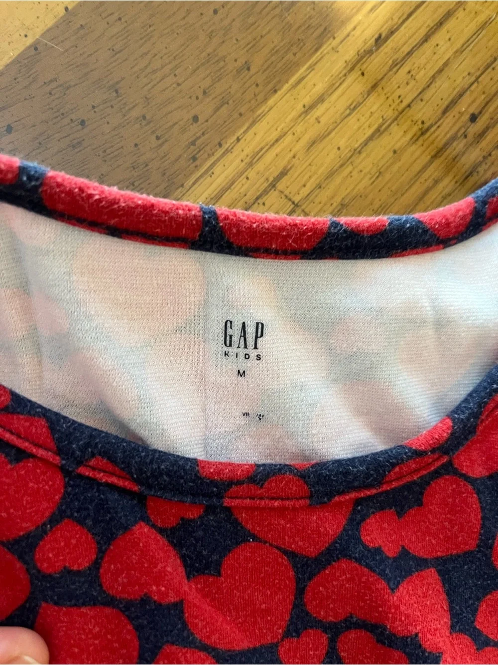 GAP Kids Navy Top with Red Heart Print